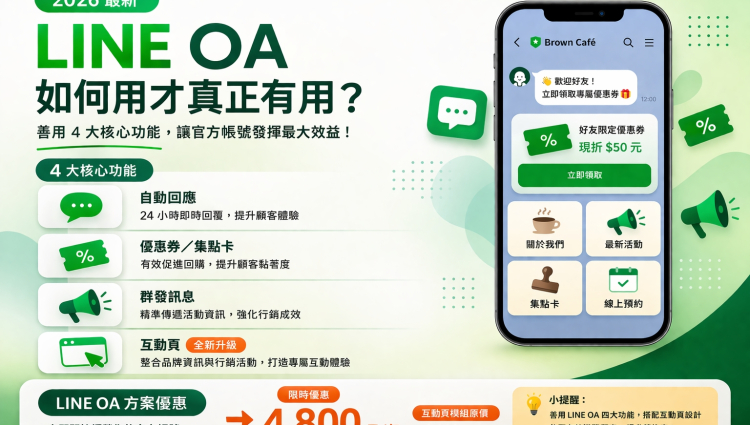 只要多 4,800 元，讓 LINE 官方帳號從「好看」變成「好用」